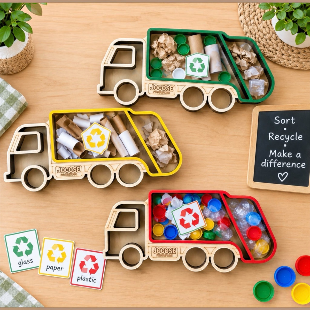 Garbage and Recycling Truck Sensory Trays - Set of 3